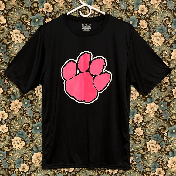 Black with Pink Paw Tiger Fight Cancer AwarenessT-Shirt Girls Adult Size Small - Picture 1 of 5